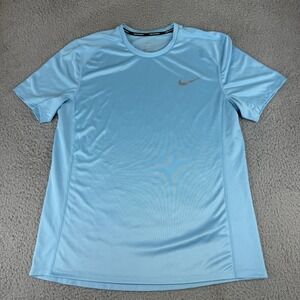 Nike Light Blue‎ Dri-FIT Short Sleeve Running Top Men's Size Large Reflective